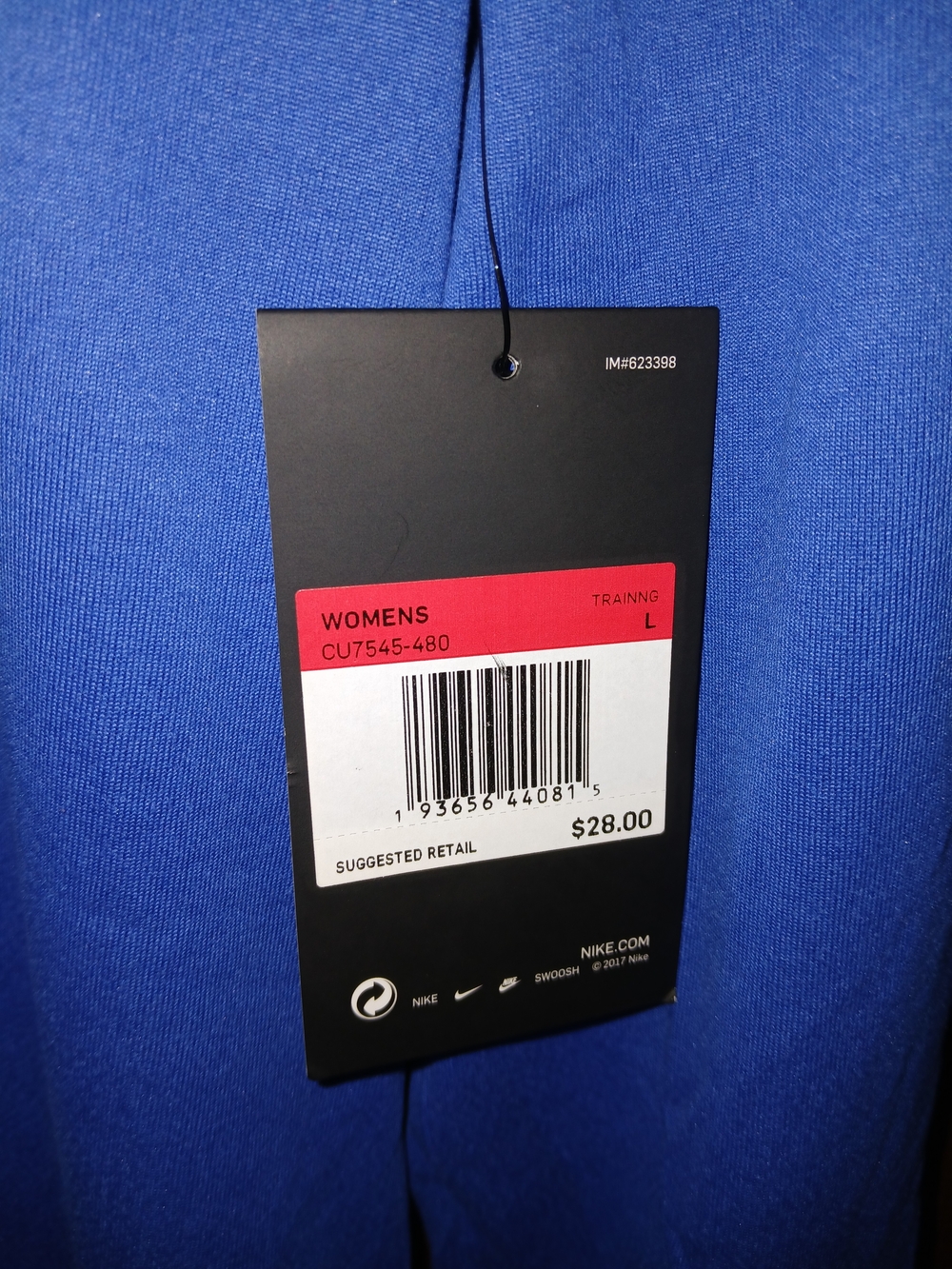 Nike NWT Women's L Long-Sleeve Athletic Tee - Blue with Silver Swoosh - Picture 4 of 8